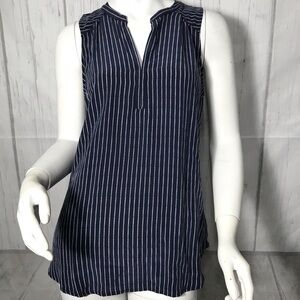 Joie midnight blue sleeveless strip top SZ S T169